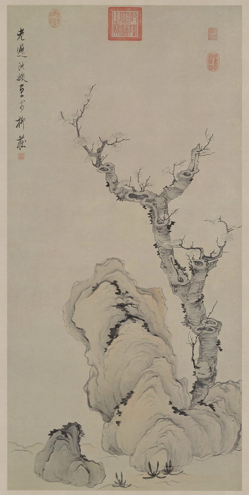 B3004071《梅石图》明代画家陈洪绶高清作品 明代-第1张