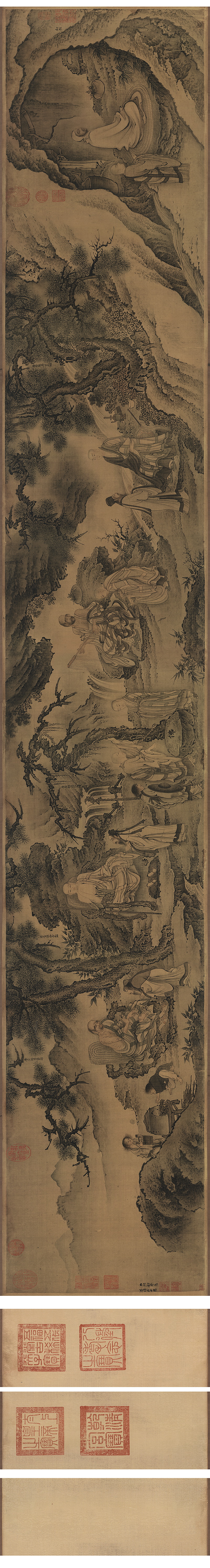 B3013004《达摩六代祖师图卷》明代画家戴进高清作品 明代-第1张