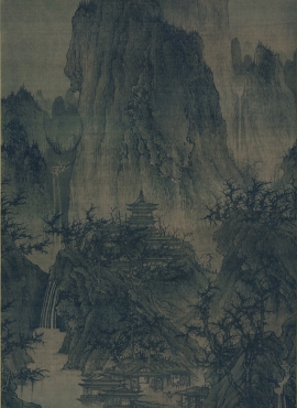 低価新品SH368 古美術 掛け軸 中国・宋時代の書画家 李成 「雪景図」 絹本 立軸 巻き物 真作 肉筆保証 妙墨逸品 時代物 掛軸