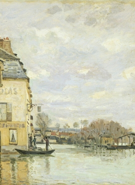 a006025《马利港的洪水》法国画家阿尔弗莱德·西斯莱高清作品